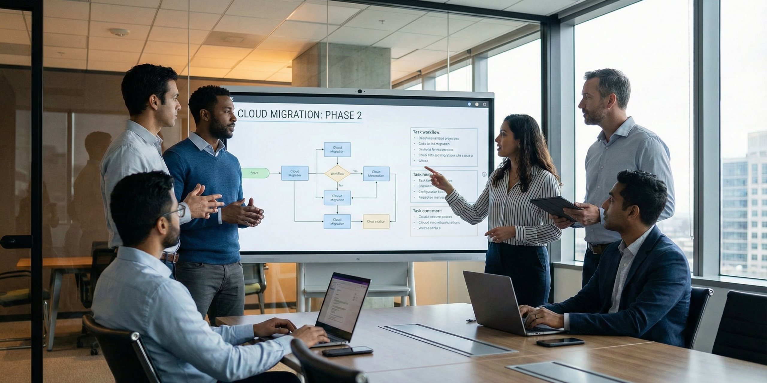 IT-Berater Team arbeitet gemeinsam an Projektlösung